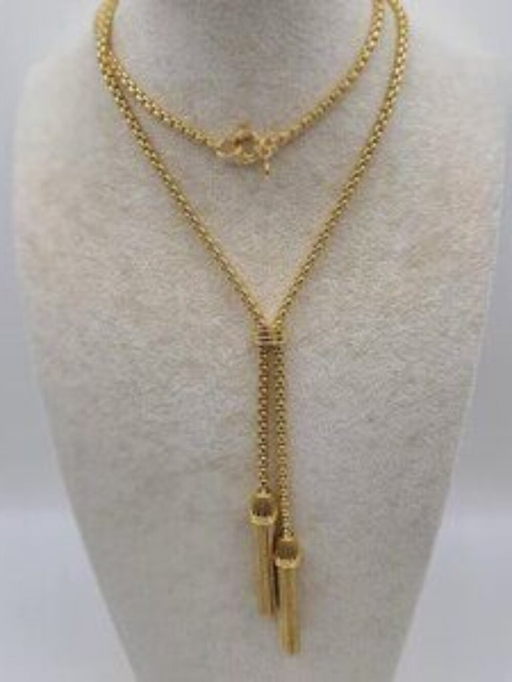 J Crew Gold Tone Double Tassel Necklace NWOT